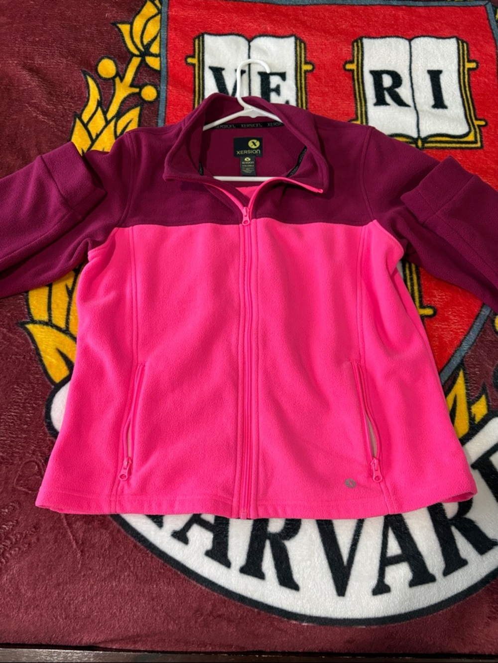 Xersion Hot Pink and Magenta Full-Zip Fleece Jacket
